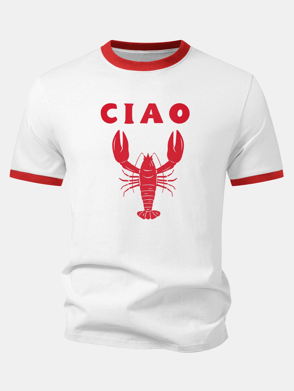 Ciao Lobster Print Contrast Ringer T-Shirt
