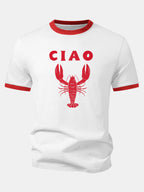 Ciao Lobster Print Contrast Ringer T-Shirt
