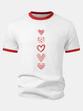Heart Print Contrast Ringer T-Shirt