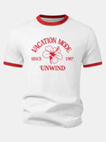 Vacation Mode Hibiscus Print Contrast Ringer T-Shirt