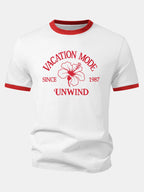 Vacation Mode Hibiscus Print Contrast Ringer T-Shirt