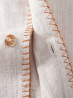 Contrast Stitching Linen Rayon Blend Cuban Shirt