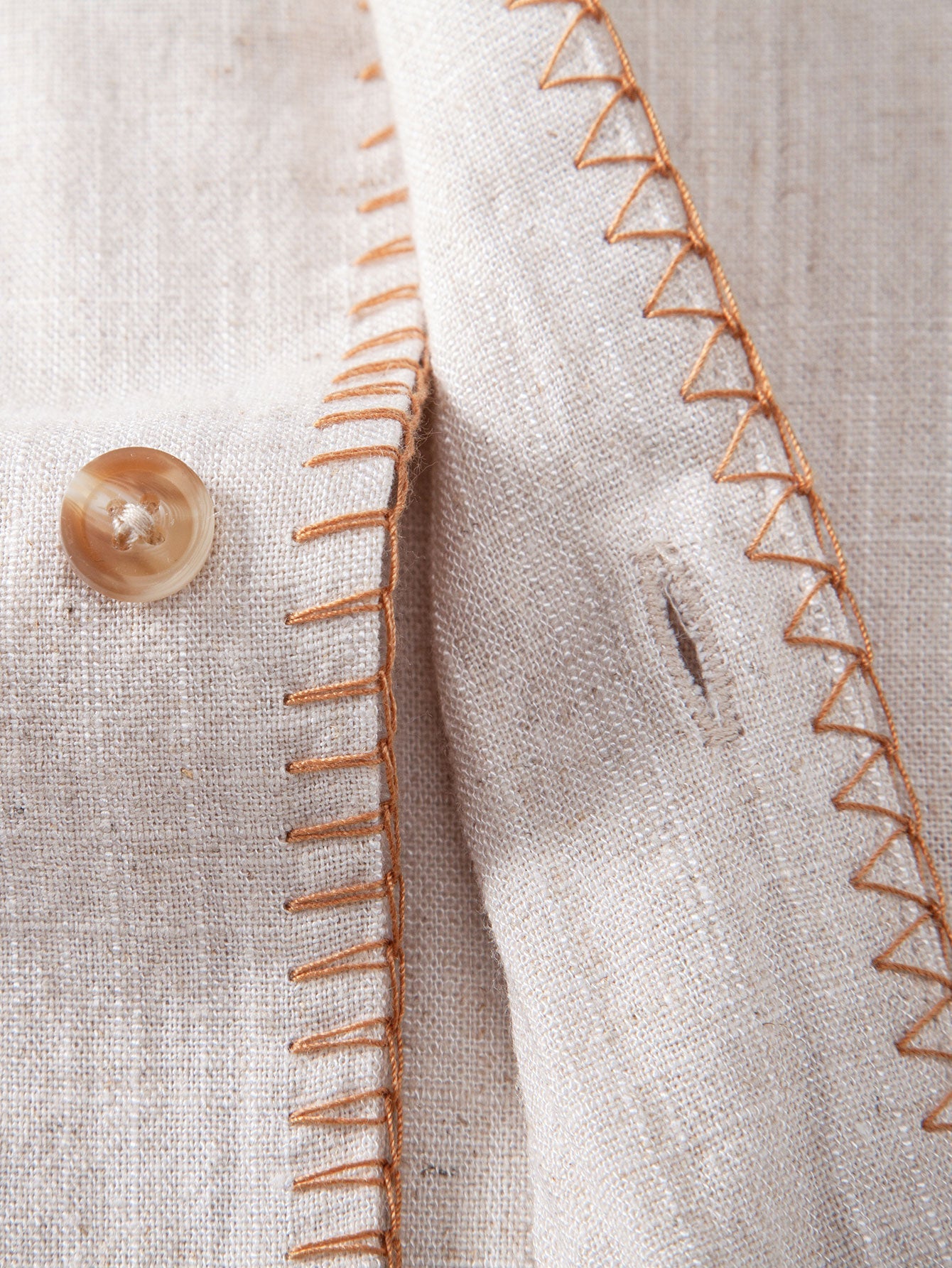 Contrast Stitching Linen Rayon Blend Cuban Shirt
