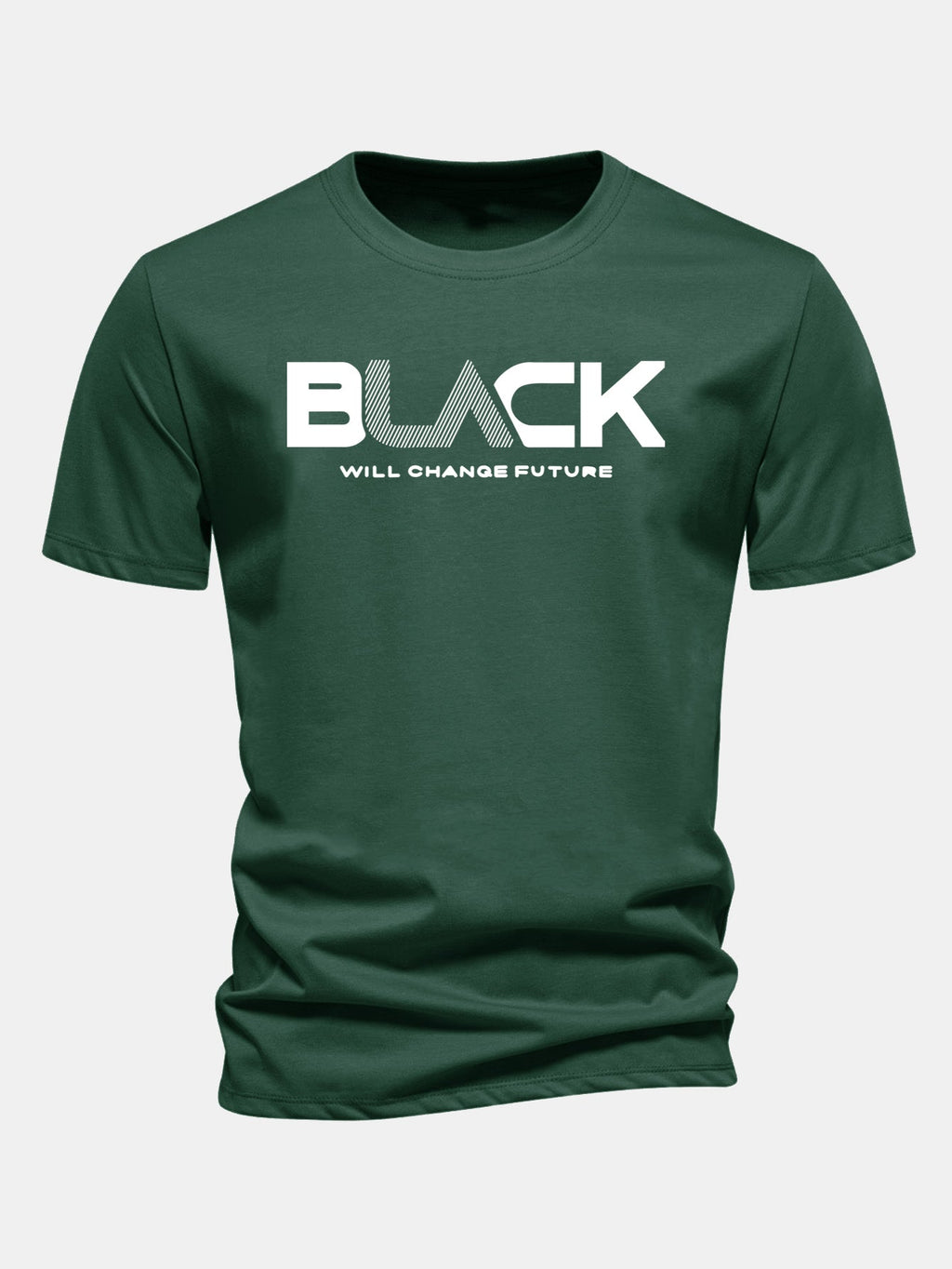 Regular Fit Black Print Cotton T-Shirt