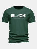 Regular Fit Black Print Cotton T-Shirt