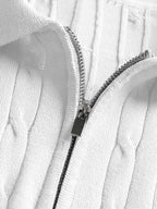 Twisted Jacquard Zipper Knit Polo & Slim Fit Tapered Trousers