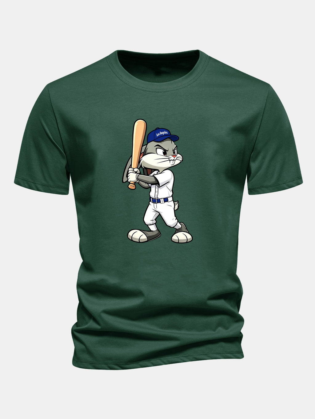 Regular Fit Baseball Rabbit Print Cotton T-Shirt