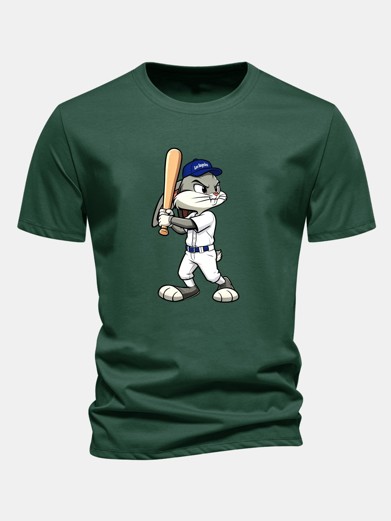 Regular Fit Baseball Rabbit Print Cotton T-Shirt