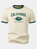 California Mountain Print Contrast Ringer T-Shirt