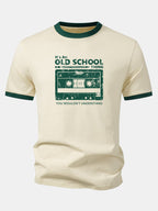 Cassette Tape Print Contrast Ringer T-Shirt