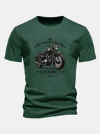 Regular Fit Classic Motorcycle Print Cotton T-Shirt