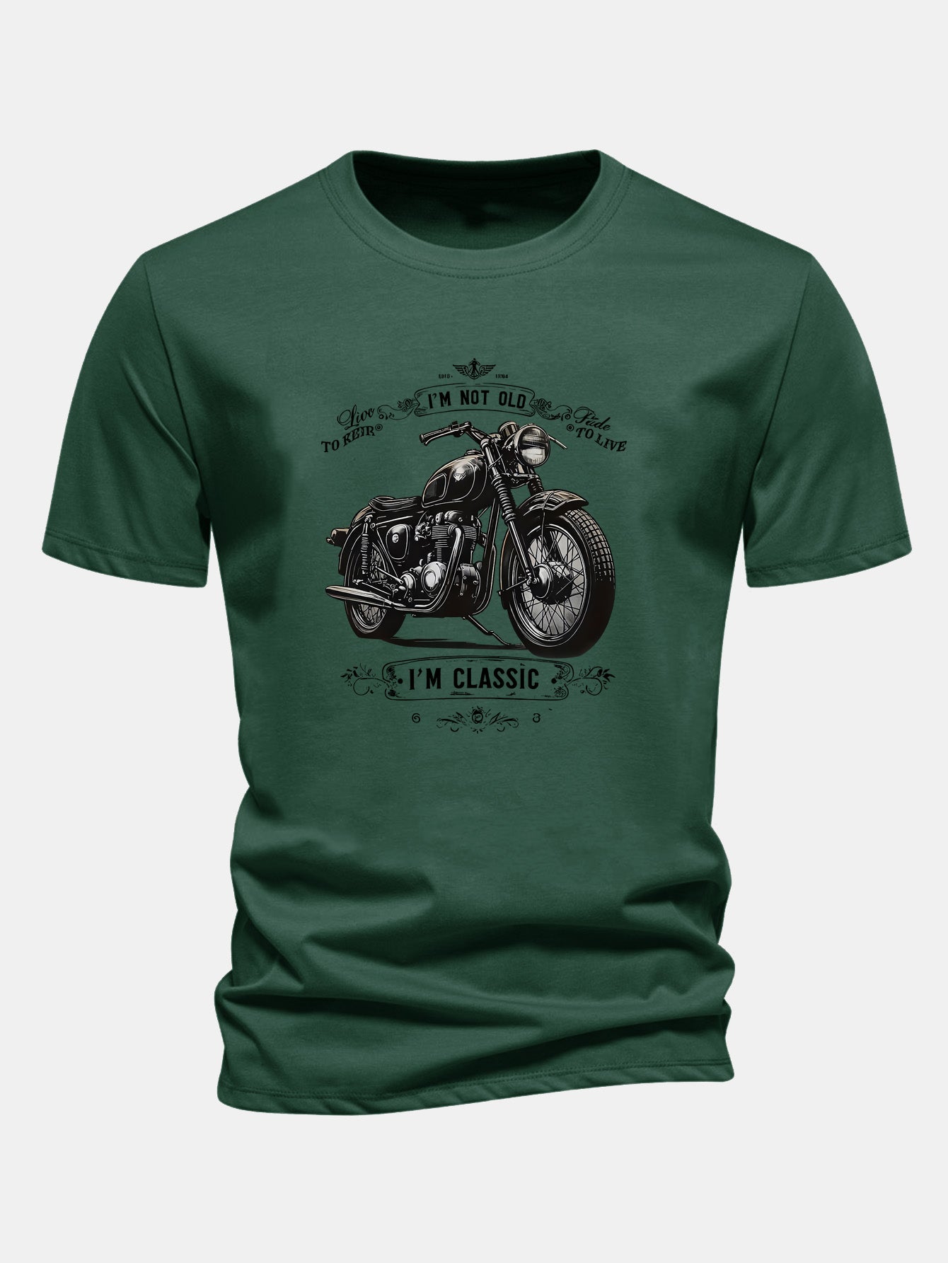 Regular Fit Classic Motorcycle Print Cotton T-Shirt