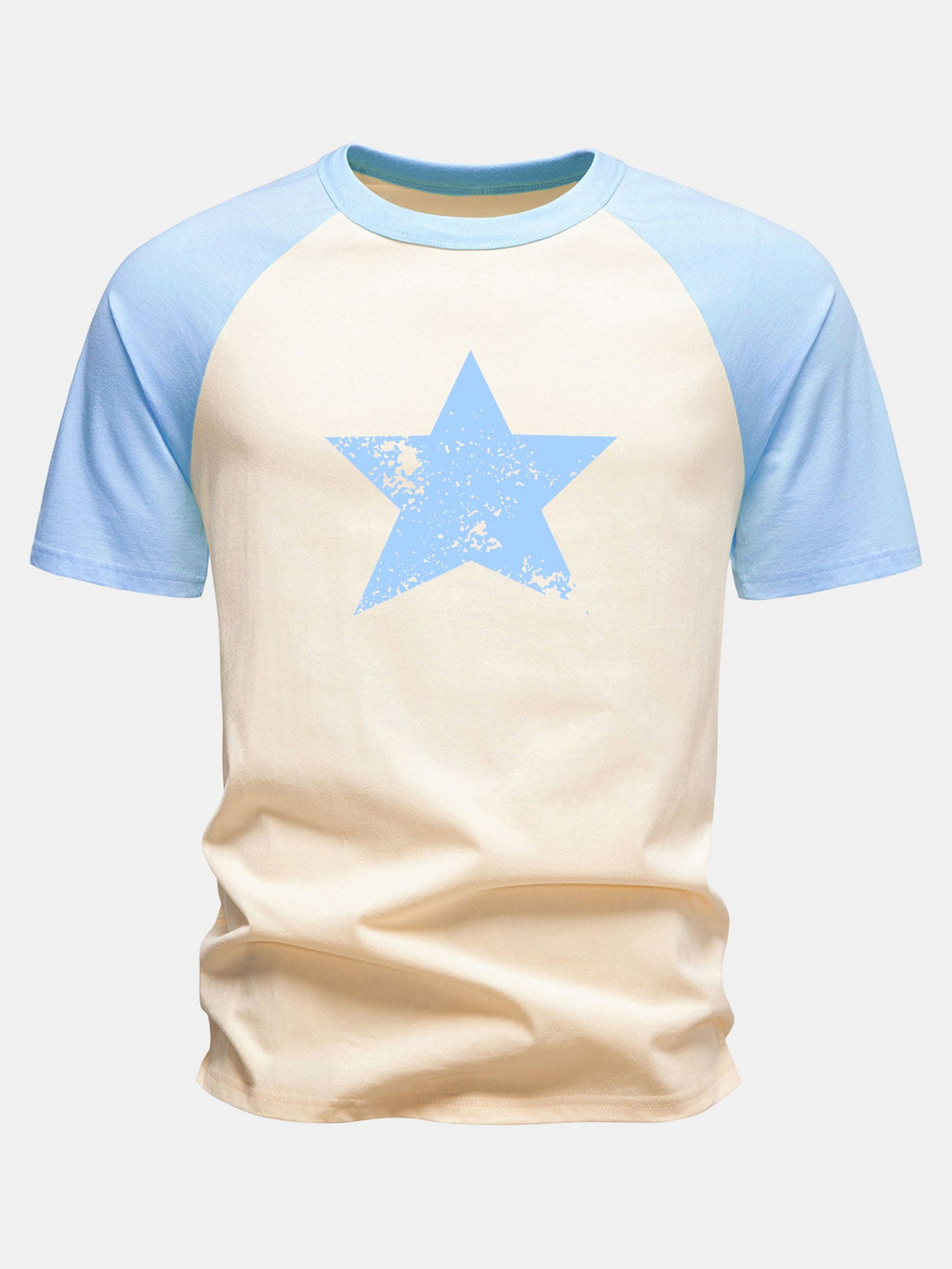 Star Print Cotton Raglan Sleeve T-Shirt