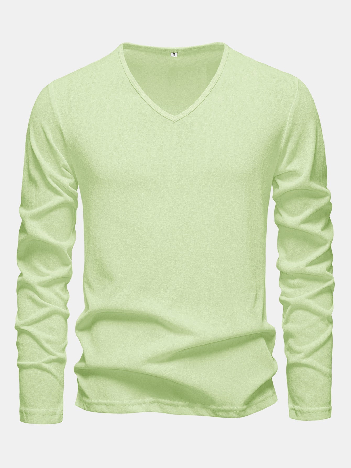 Long Sleeve Lightweight Linen Look V Neck T-Shirt