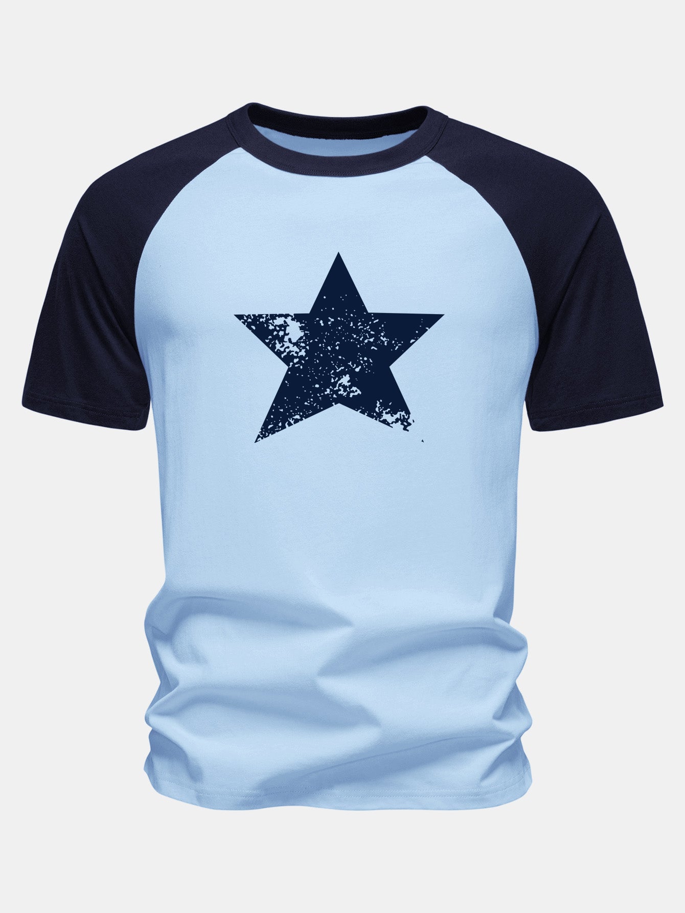 Star Print Cotton Raglan Sleeve T-Shirt
