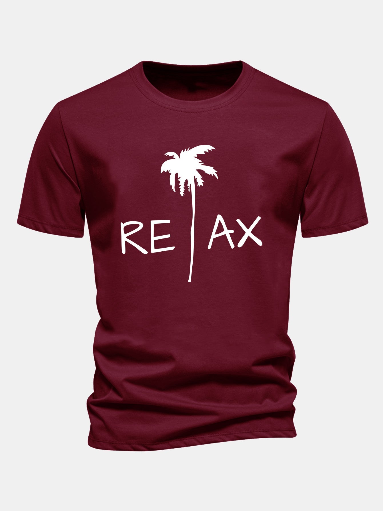 Regular Fit Relax Palm Tree Print Cotton T-Shirt