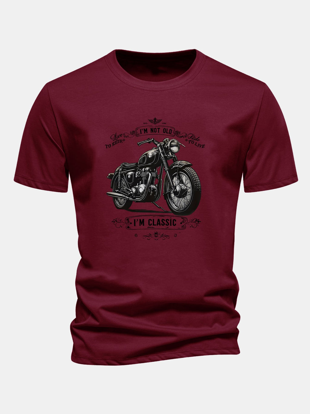 Regular Fit Classic Motorcycle Print Cotton T-Shirt