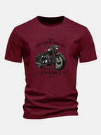 Regular Fit Classic Motorcycle Print Cotton T-Shirt