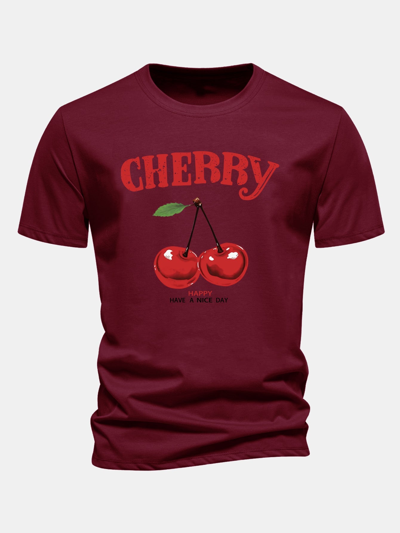 Regular Fit Cherry Print Cotton T-Shirt