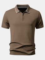 Contrast Trim Zipper Polo