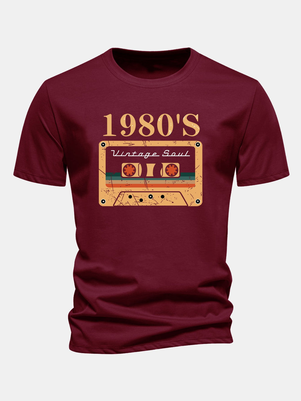 Regular Fit 1980's Cassette Tape Print Cotton T-Shirt