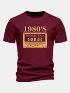 Regular Fit 1980's Cassette Tape Print Cotton T-Shirt