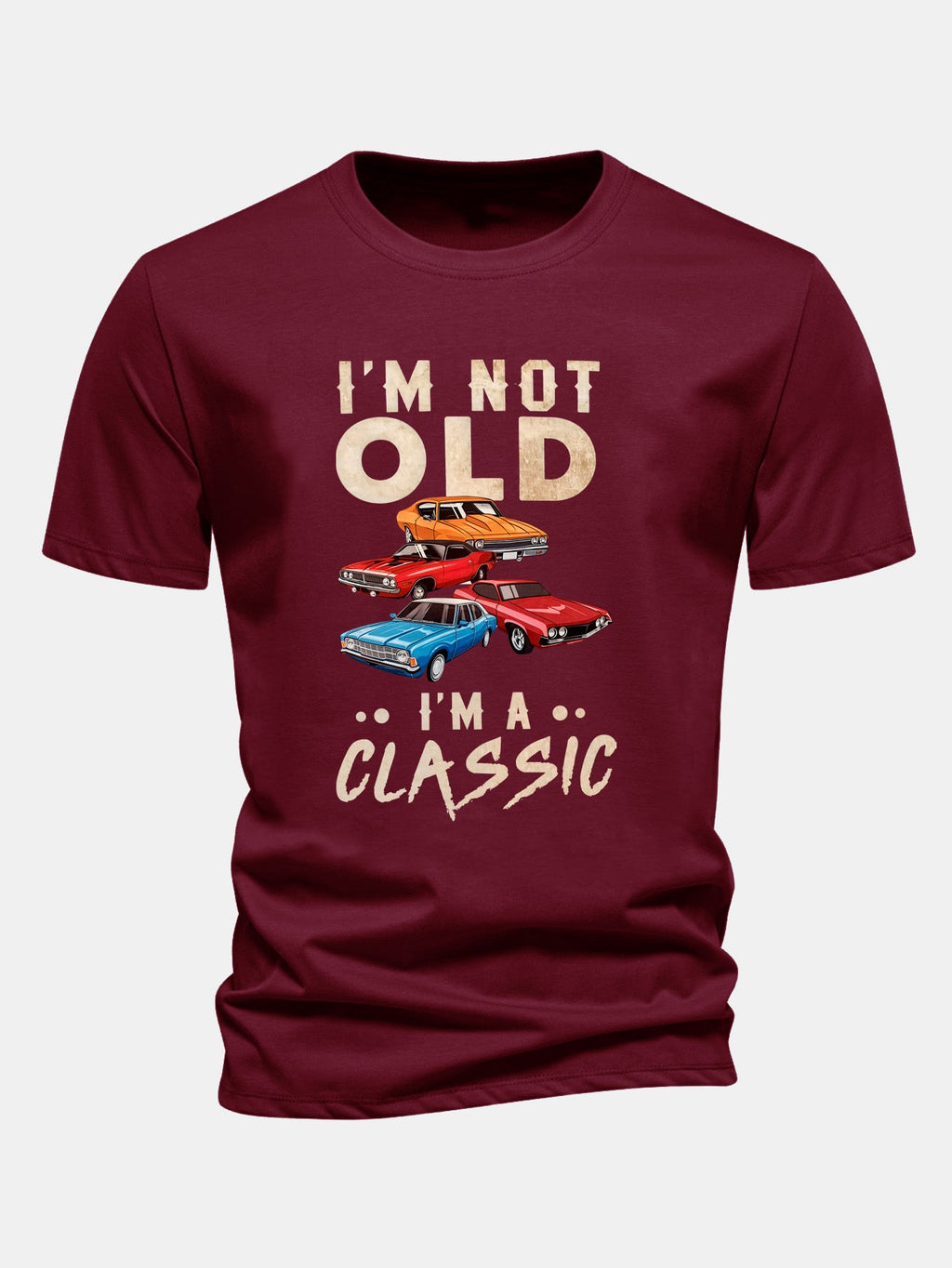Regular Fit Vintage Car Print Cotton T-Shirt