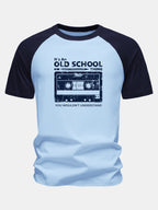 Cassette Tape Print Cotton Raglan Sleeve T-Shirt