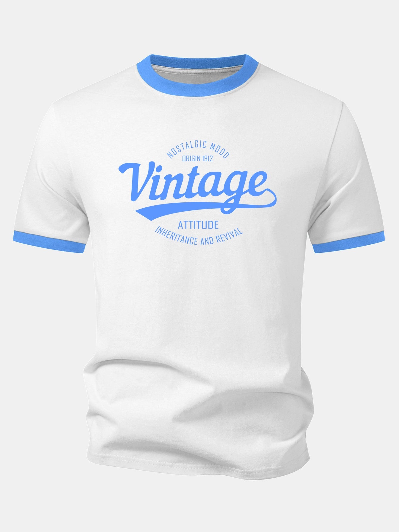 Vintage Print Contrast Ringer T-Shirt