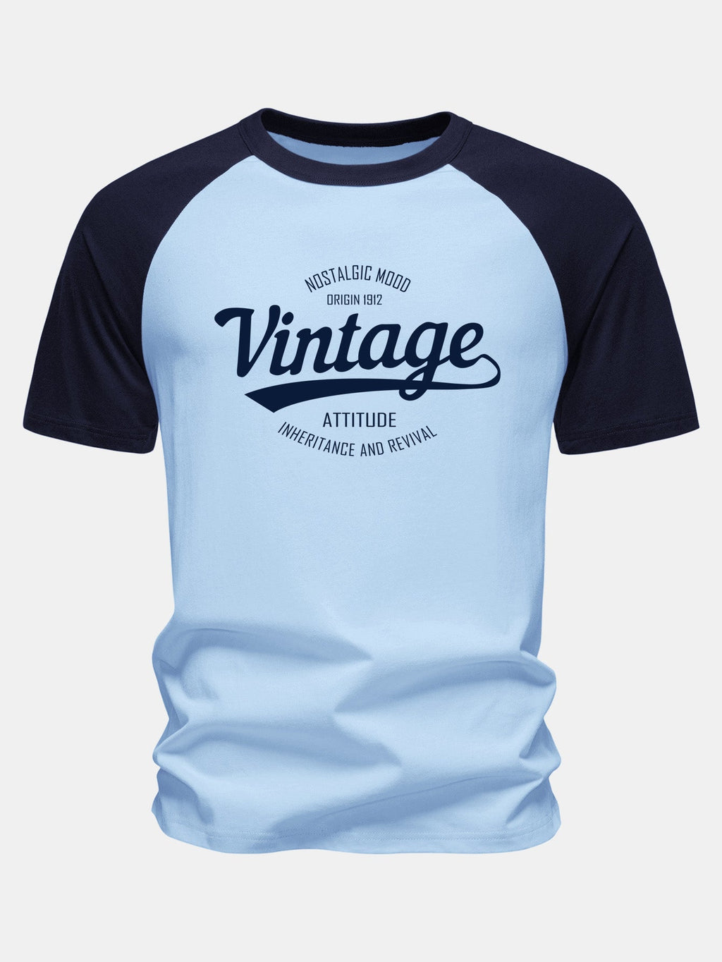 Vintage Print Cotton Raglan Sleeve T-Shirt