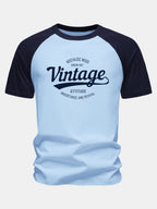 Vintage Print Cotton Raglan Sleeve T-Shirt