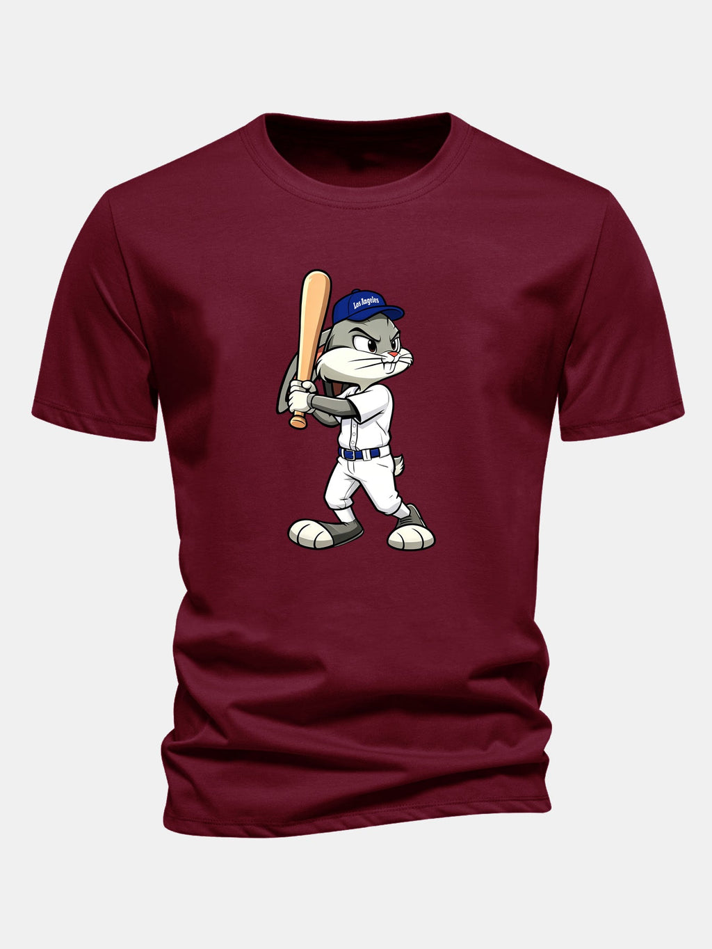 Regular Fit Baseball Rabbit Print Cotton T-Shirt