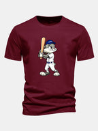 Regular Fit Baseball Rabbit Print Cotton T-Shirt