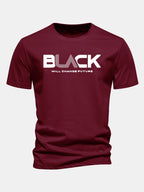 Regular Fit Black Print Cotton T-Shirt