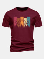 Regular Fit Colorful Mountain Print Cotton T-Shirt