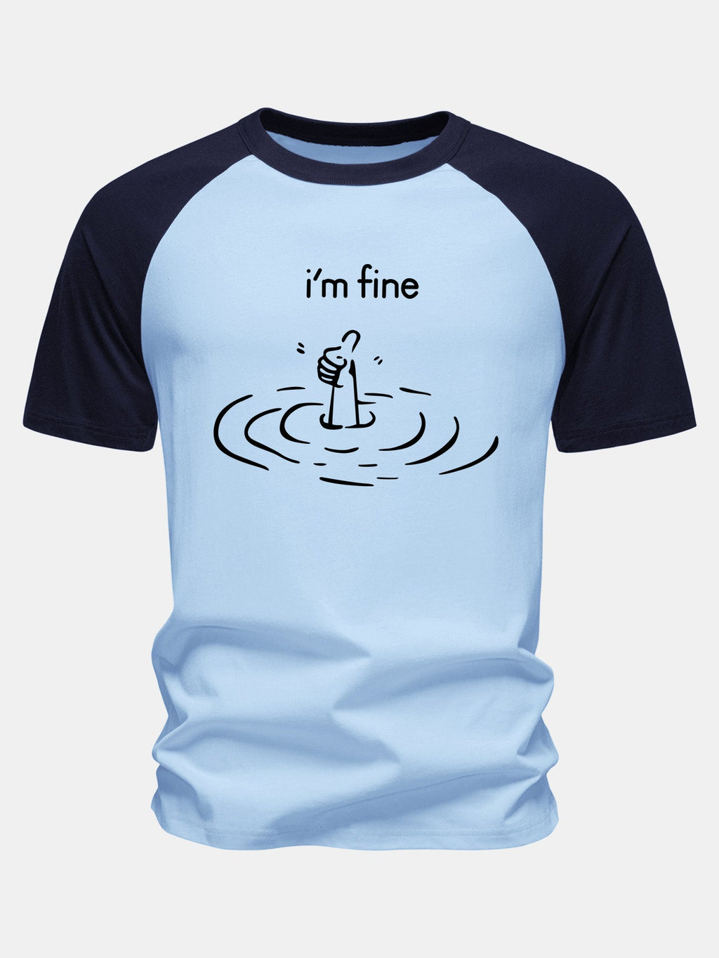 I'm Fine Print Cotton Raglan Sleeve T-Shirt