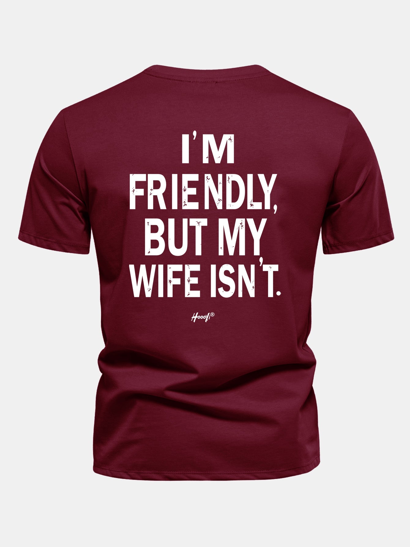 Regular Fit I Am Friendly But My Wife Is Not Back Print Cotton T-Shirt