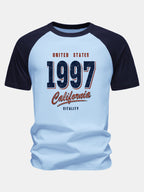 1997 California Print Cotton Raglan Sleeve T-Shirt