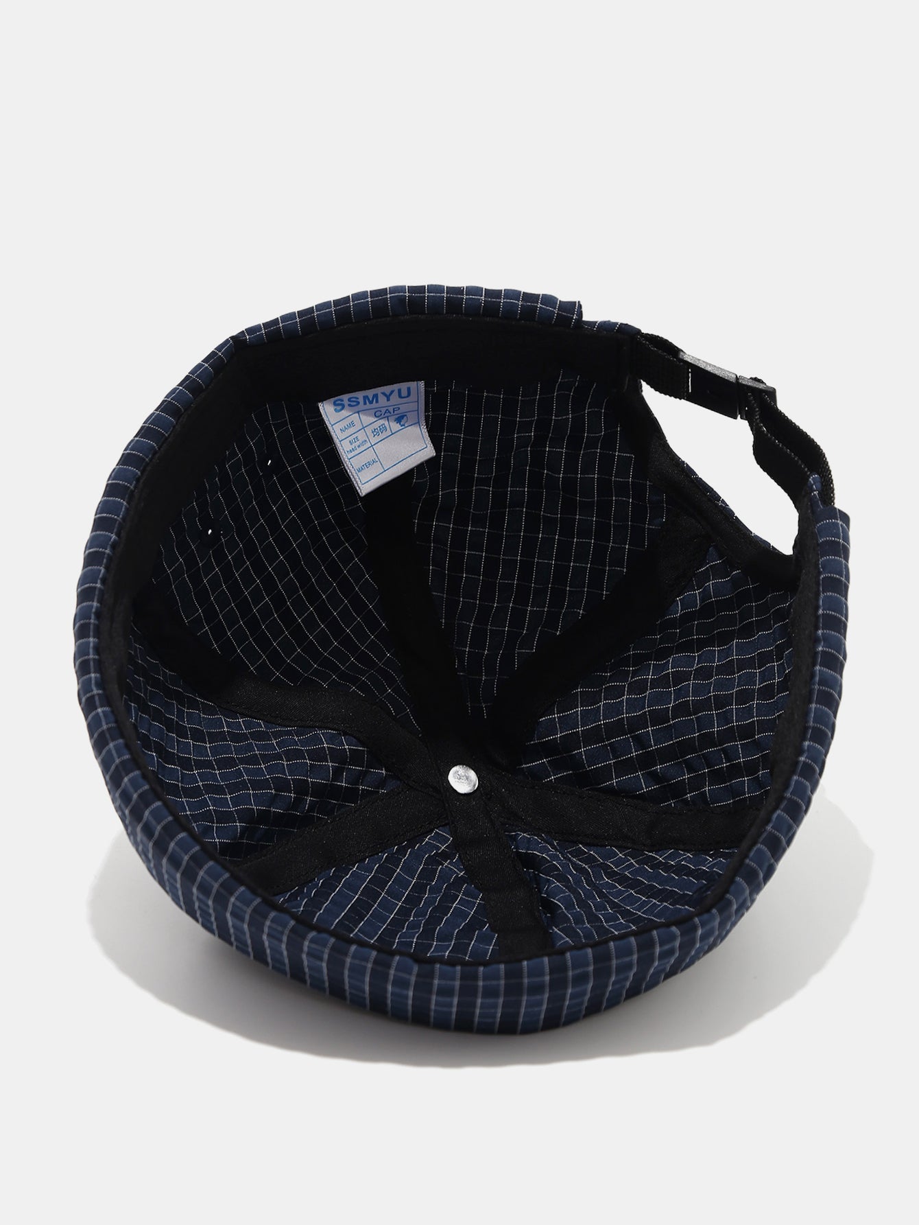 Quick Dry Grid Textured Roll Cuff Docker Cap -  Adjustable Plastic Buckle Streetwear Skull Hat