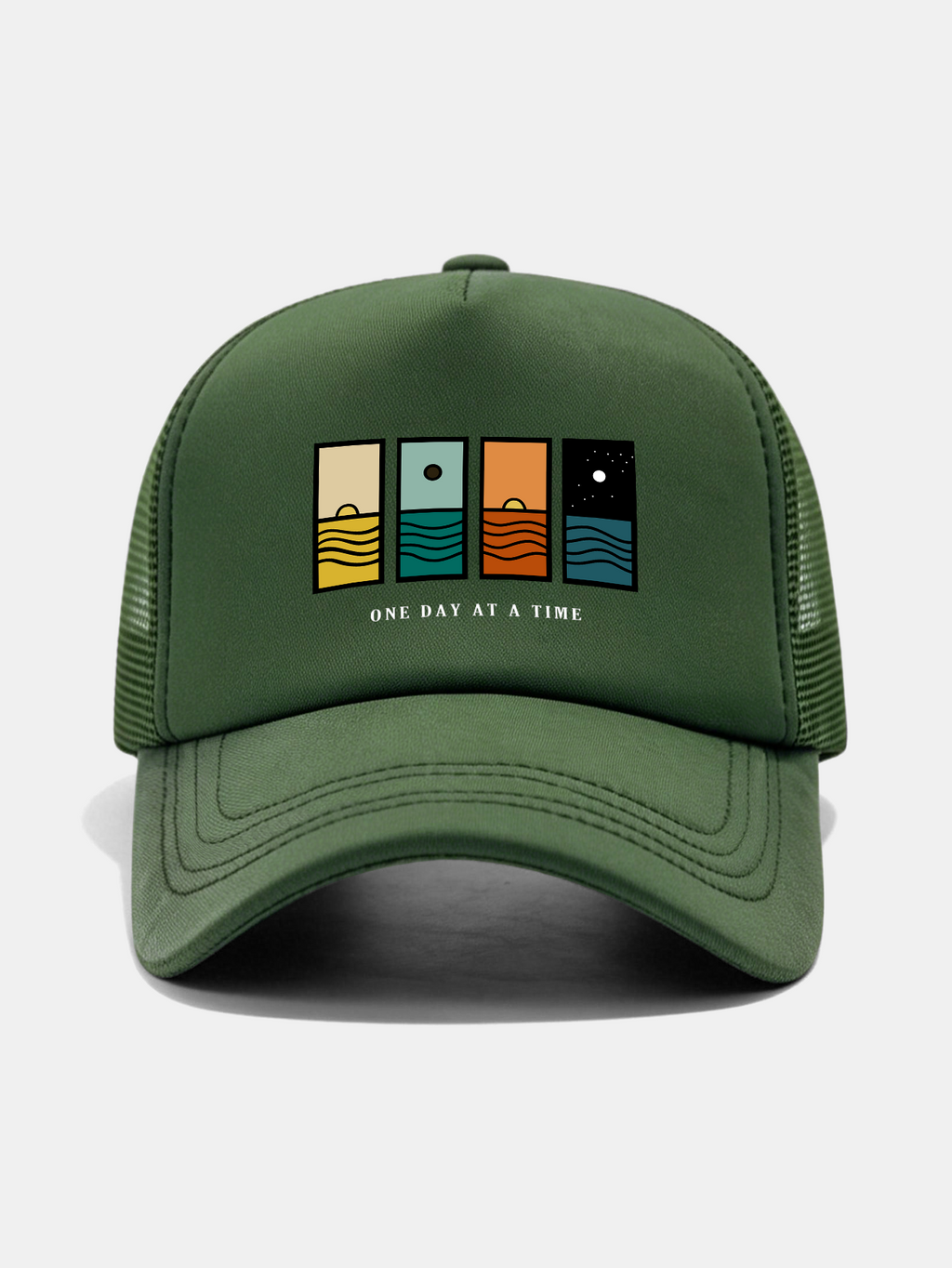 One Day At A Time Print Mesh Baseball Cap