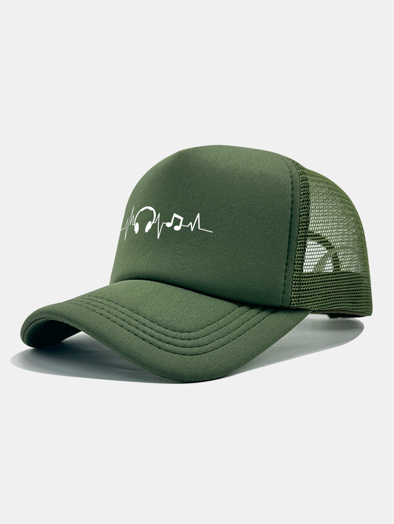 Musical Heartbeat Print Mesh Baseball Cap