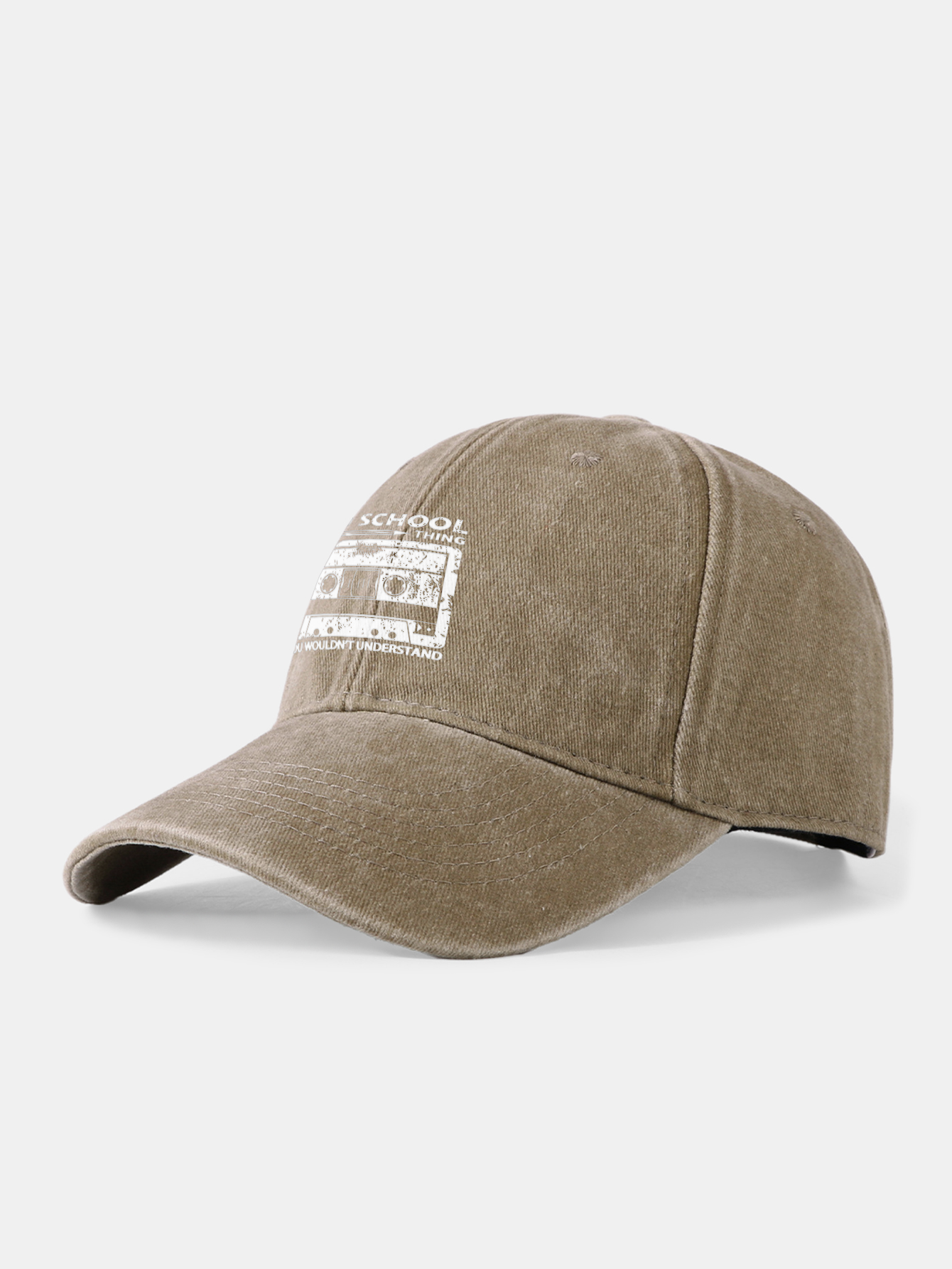 Cassette Tape Print Washed Baseball Cap