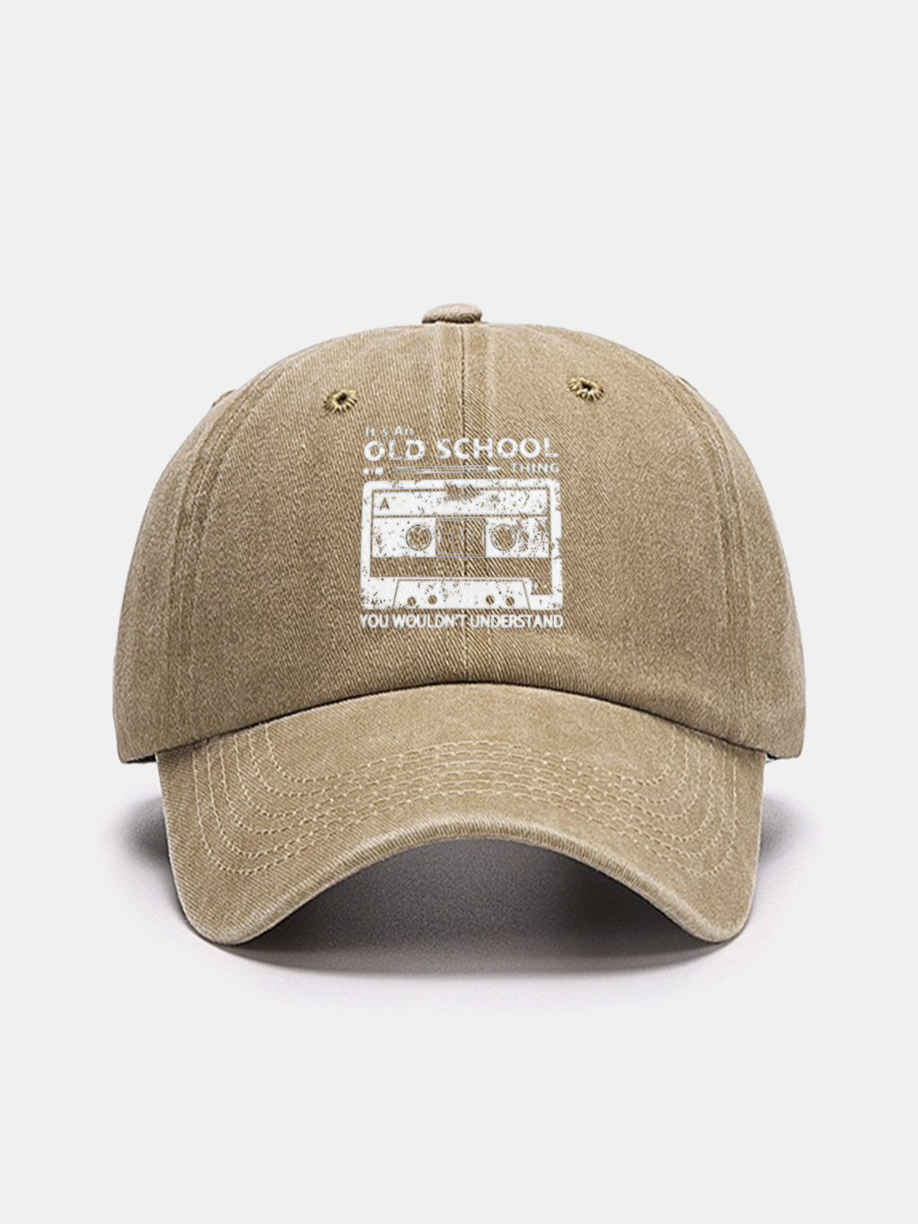 Cassette Tape Print Washed Baseball Cap