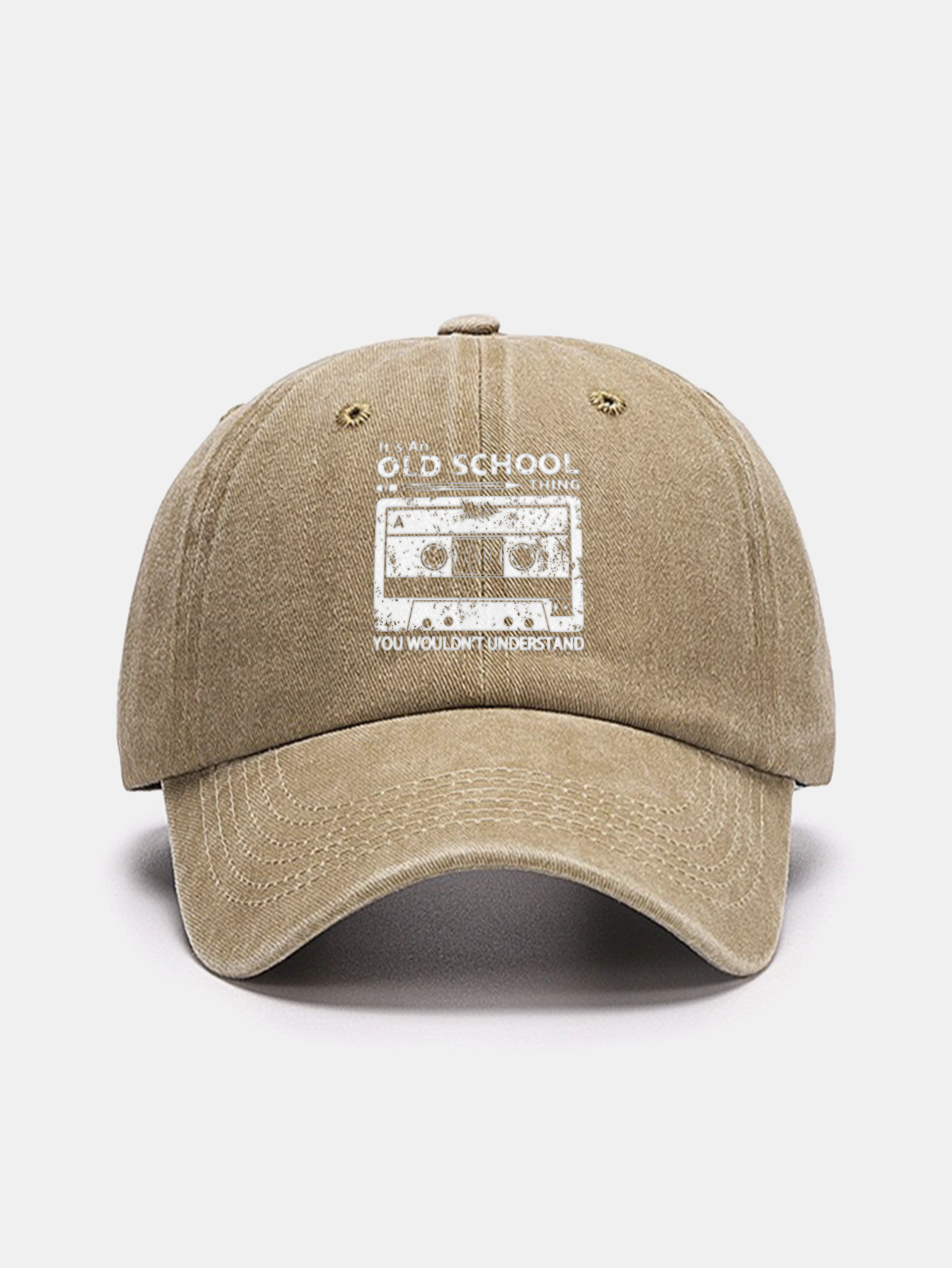 Cassette Tape Print Washed Baseball Cap