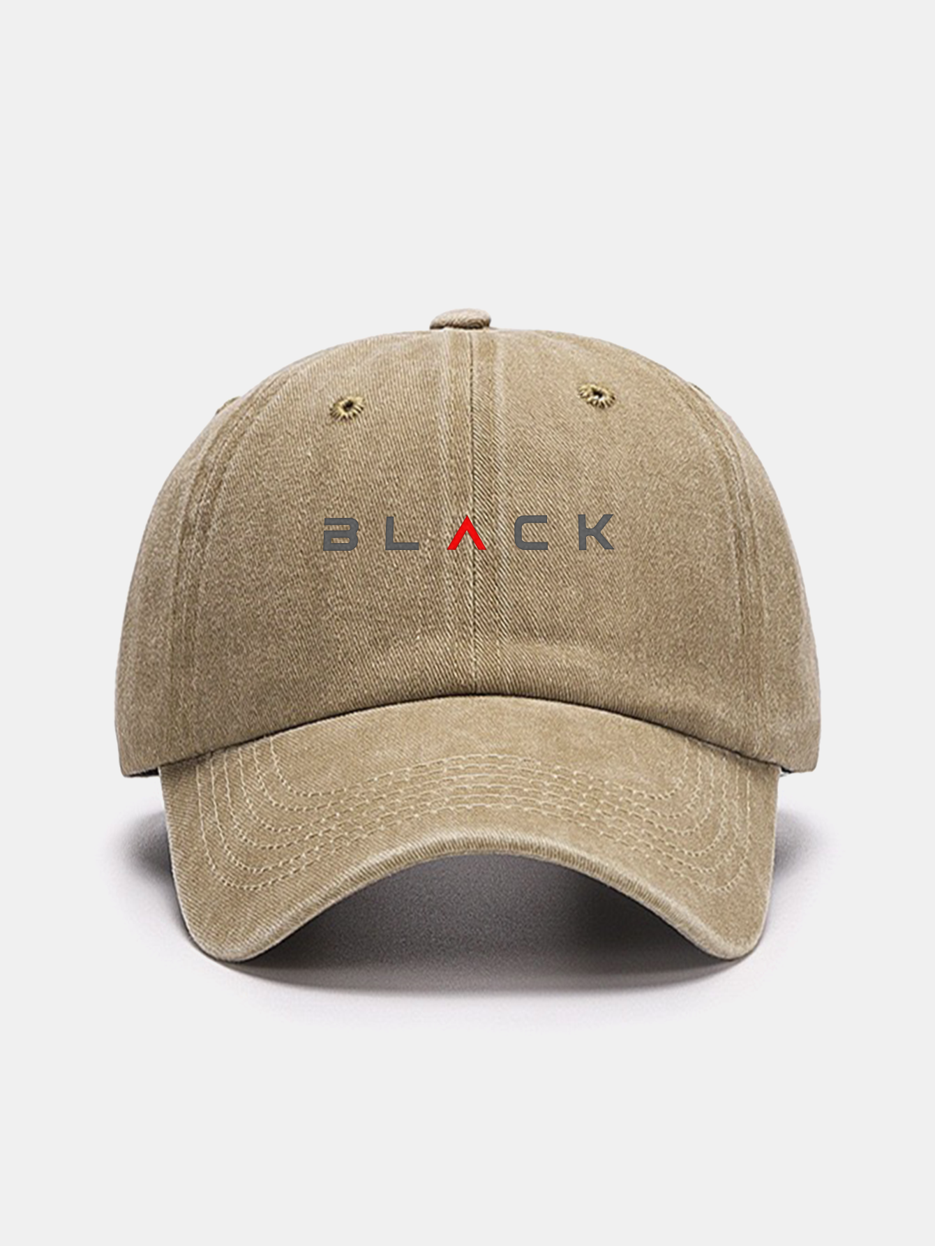 Black Print Washed Baseball Cap