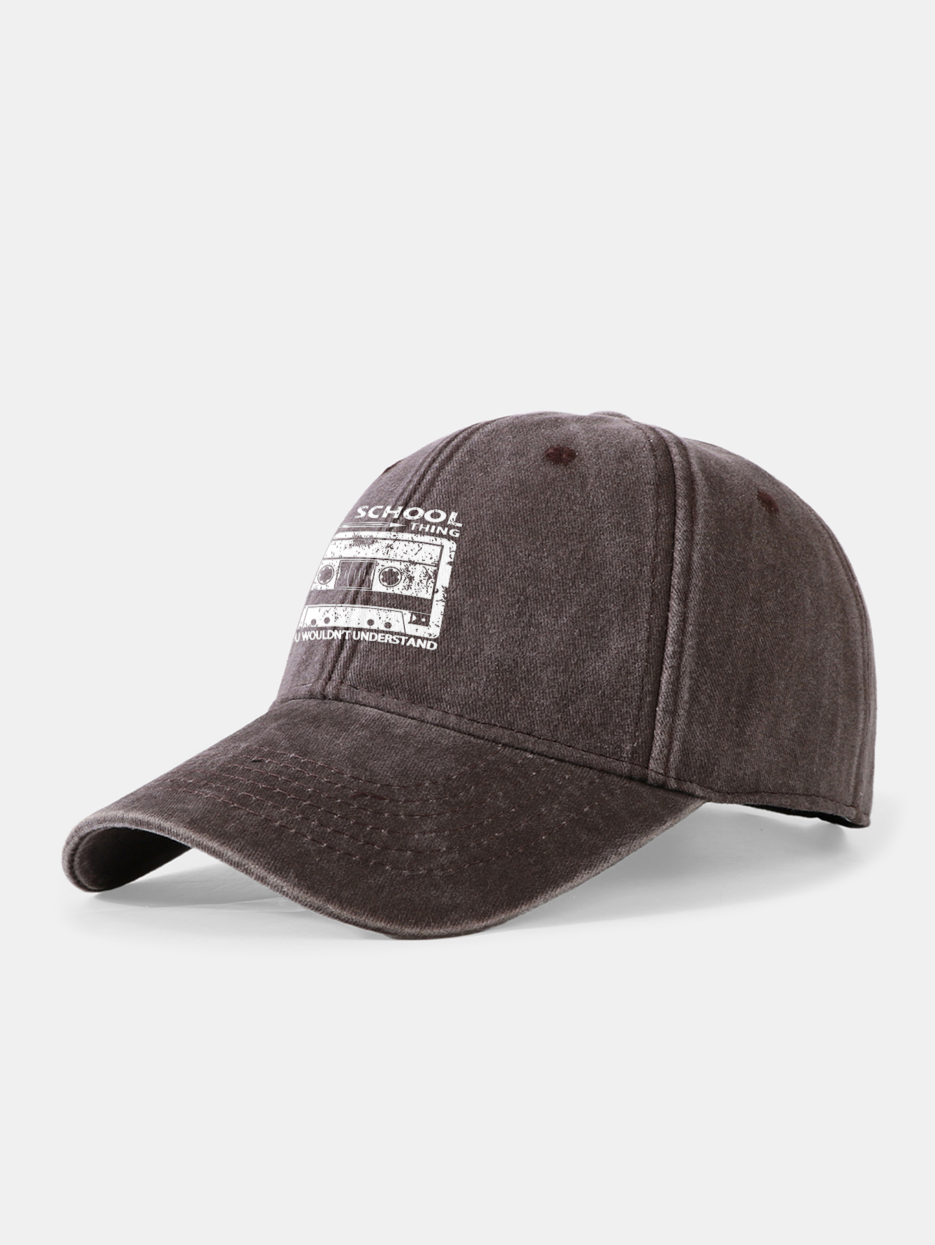 Cassette Tape Print Washed Baseball Cap