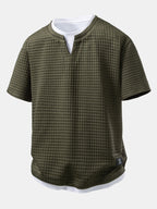 2 In 1 Waffle Notched Collar T-Shirt & Drawstring 7" Shorts Set