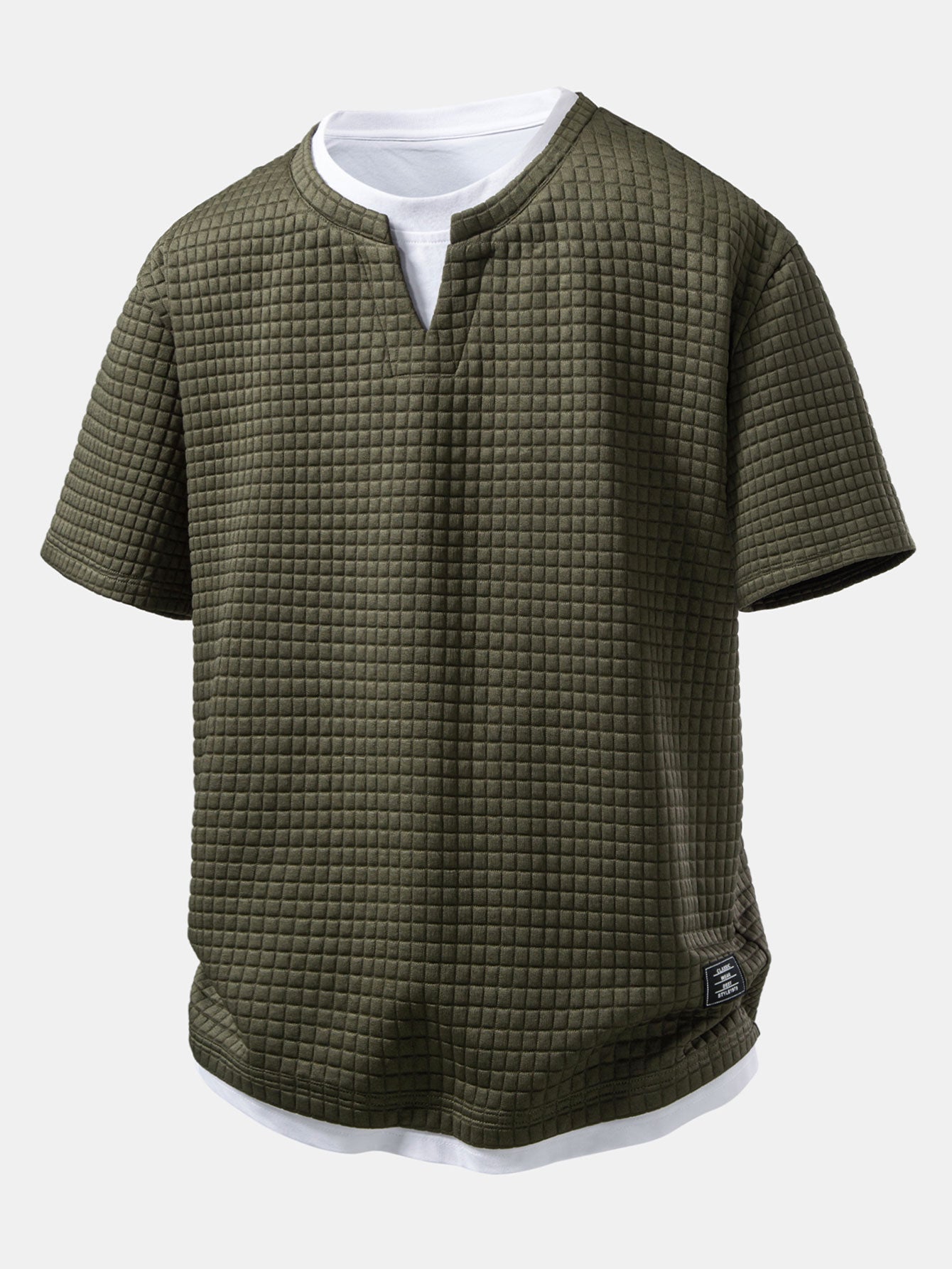 2 In 1 Waffle Notched Collar T-Shirt & Drawstring 7" Shorts Set