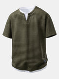 Relax Fit 2 In 1 Waffle Notched Collar T-Shirt
