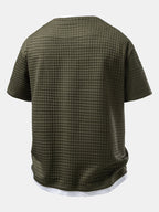 2 In 1 Waffle Notched Collar T-Shirt & Drawstring 7" Shorts Set